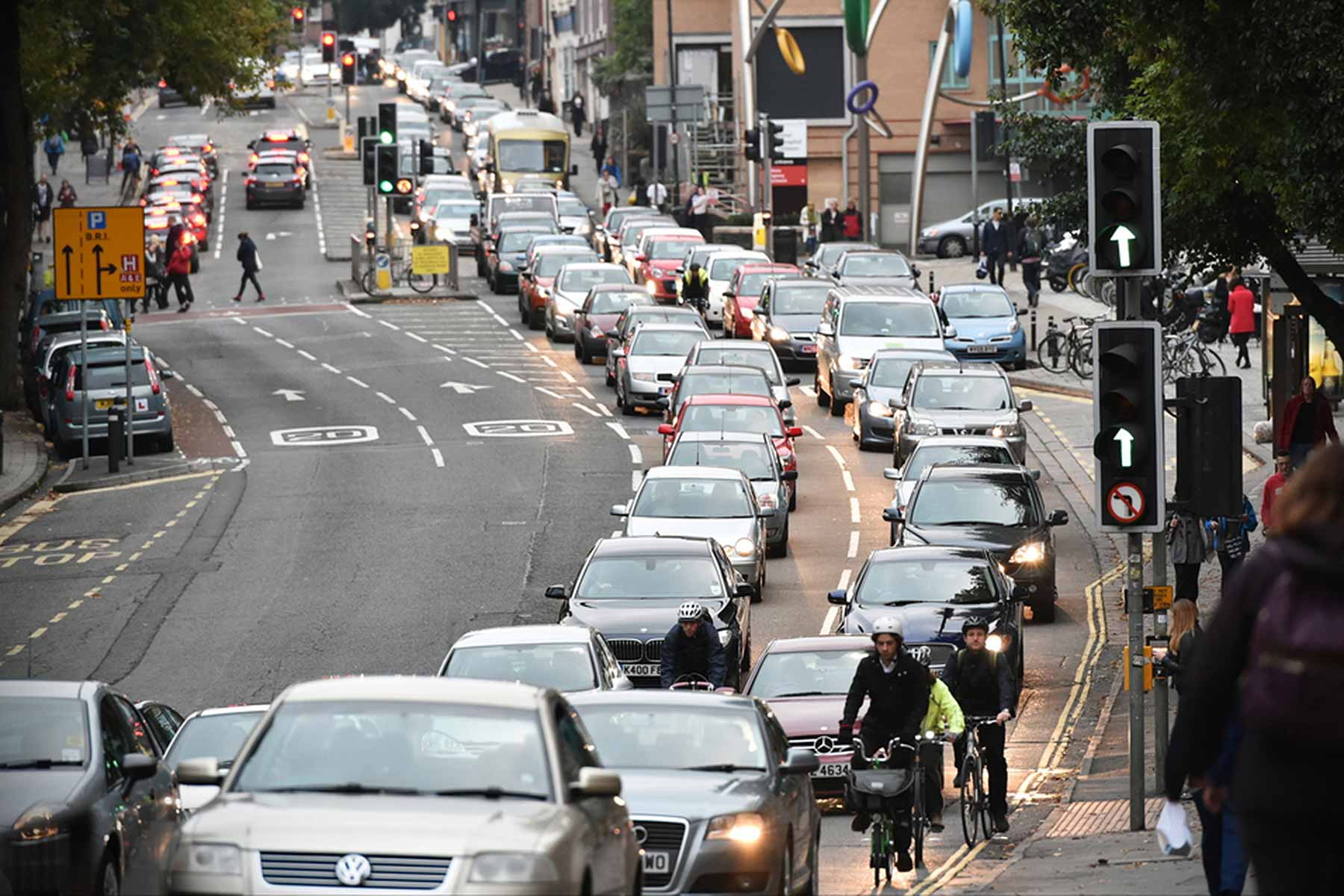 Snarled-up traffic jam