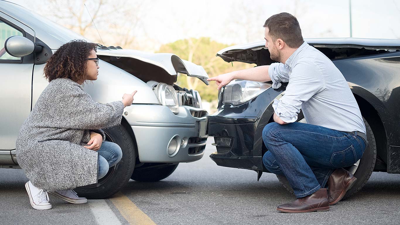 Male female car crash