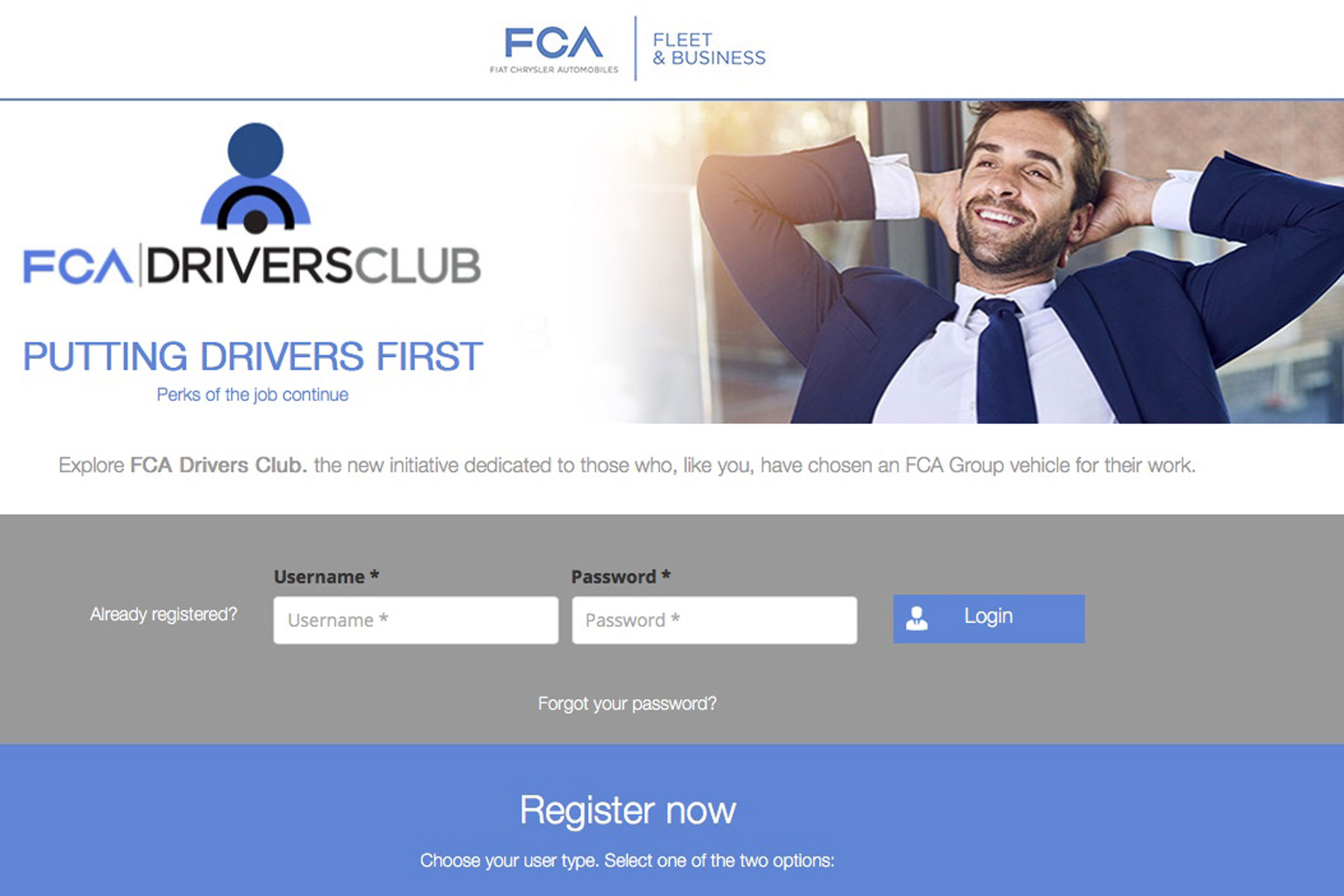 FCA Drivers Club website