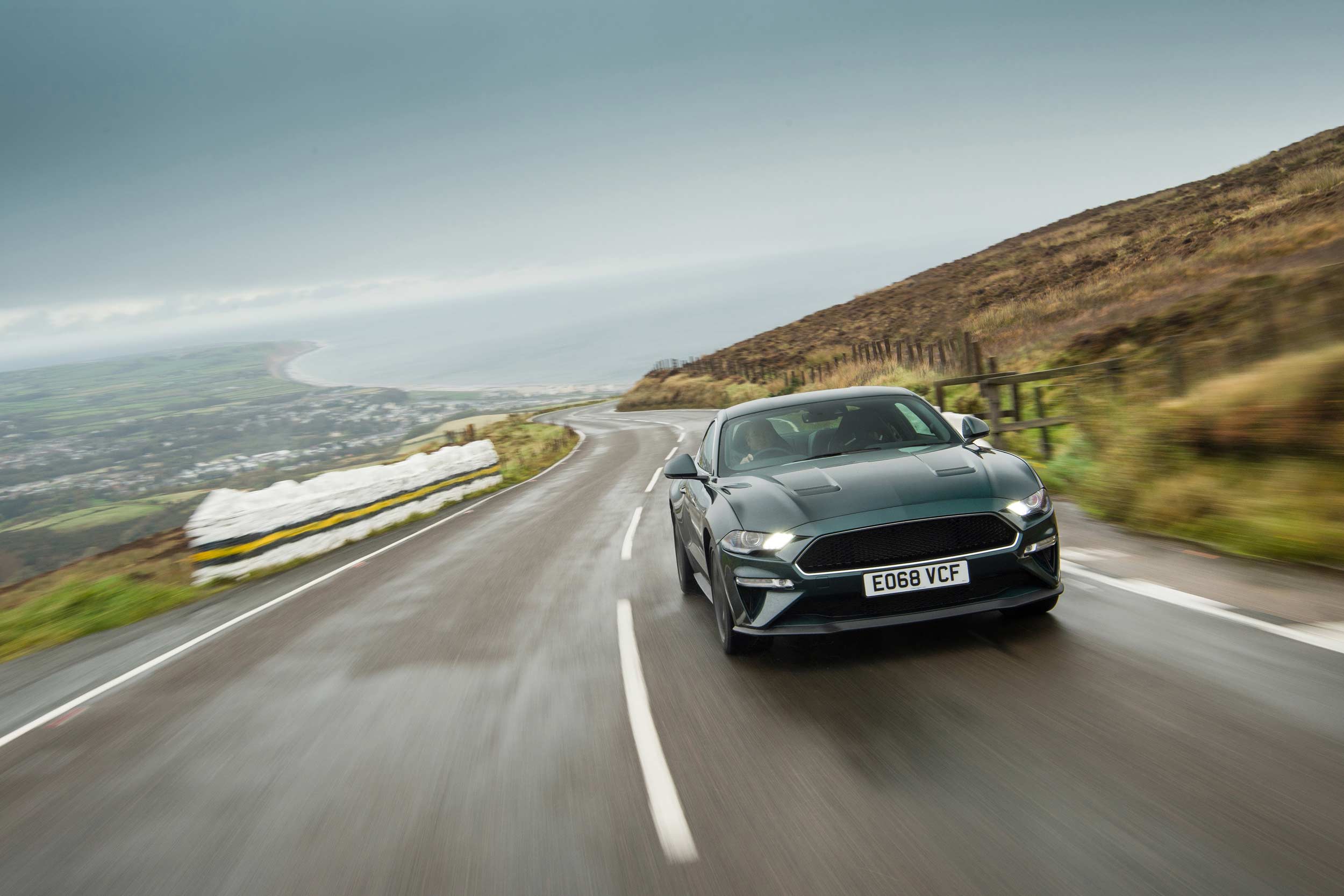 Ford Mustang Bullitt on the Isle of Man TT course