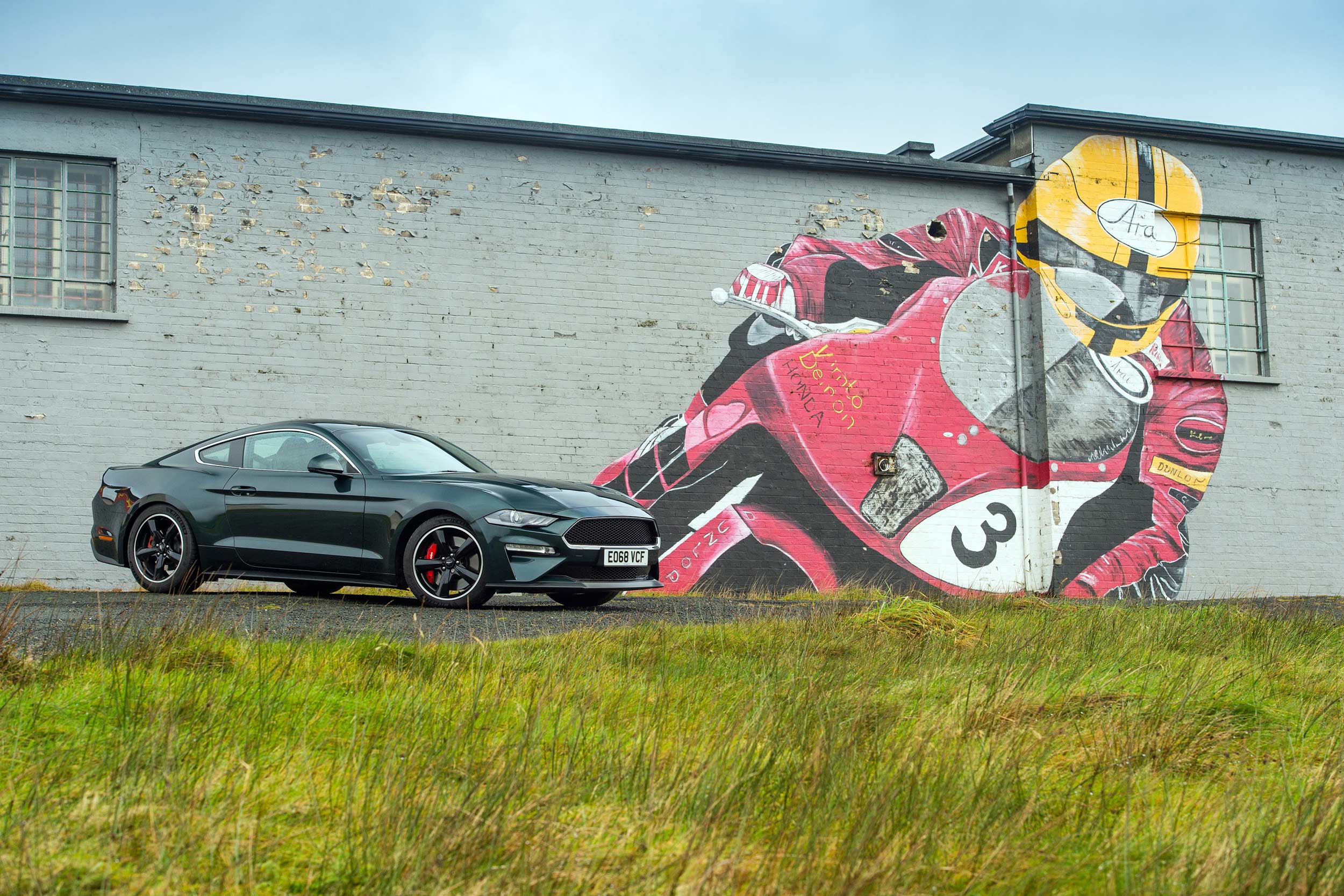 Ford Mustang Bullitt on the Isle of Man TT course