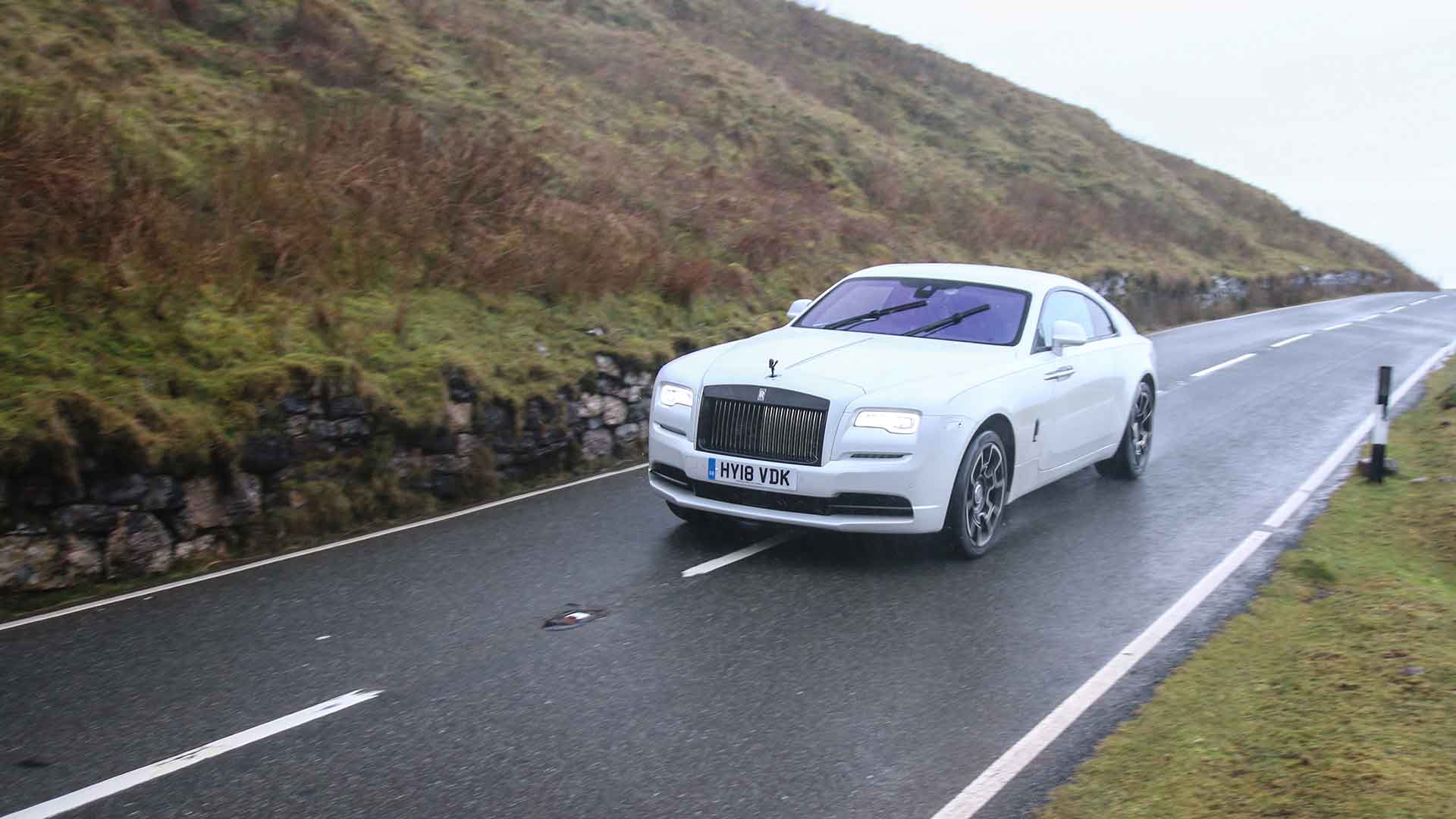 Rolls-Royce Wraith Black Badge in the rain