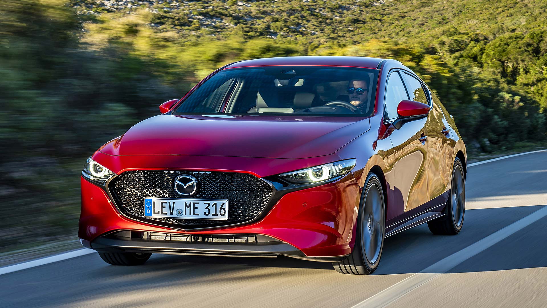 Mazda3 hatchback in Soul Red