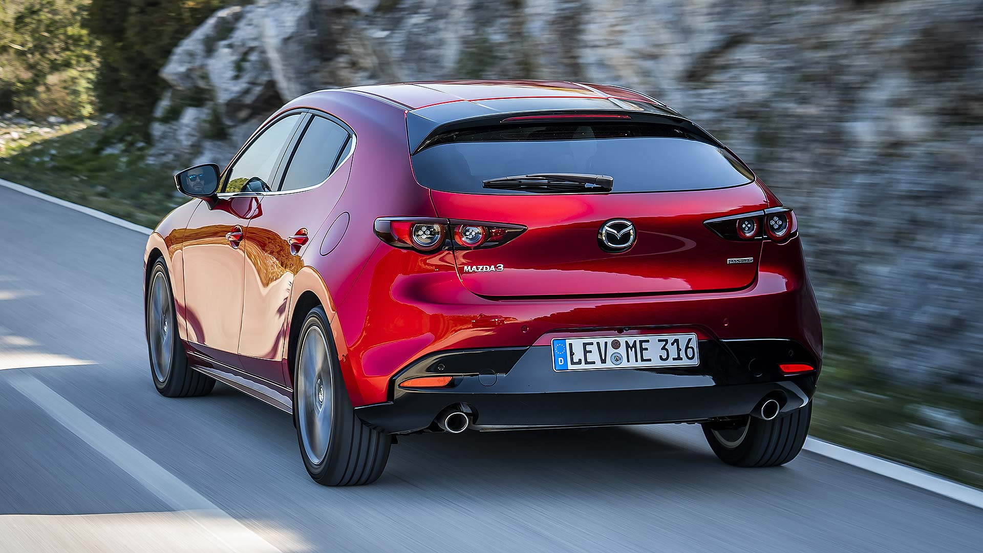 Mazda3 hatchback in Soul Red