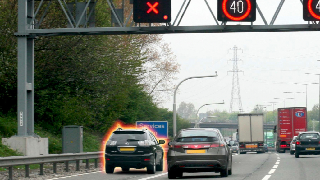 Red X closed lanes smart motorway fines