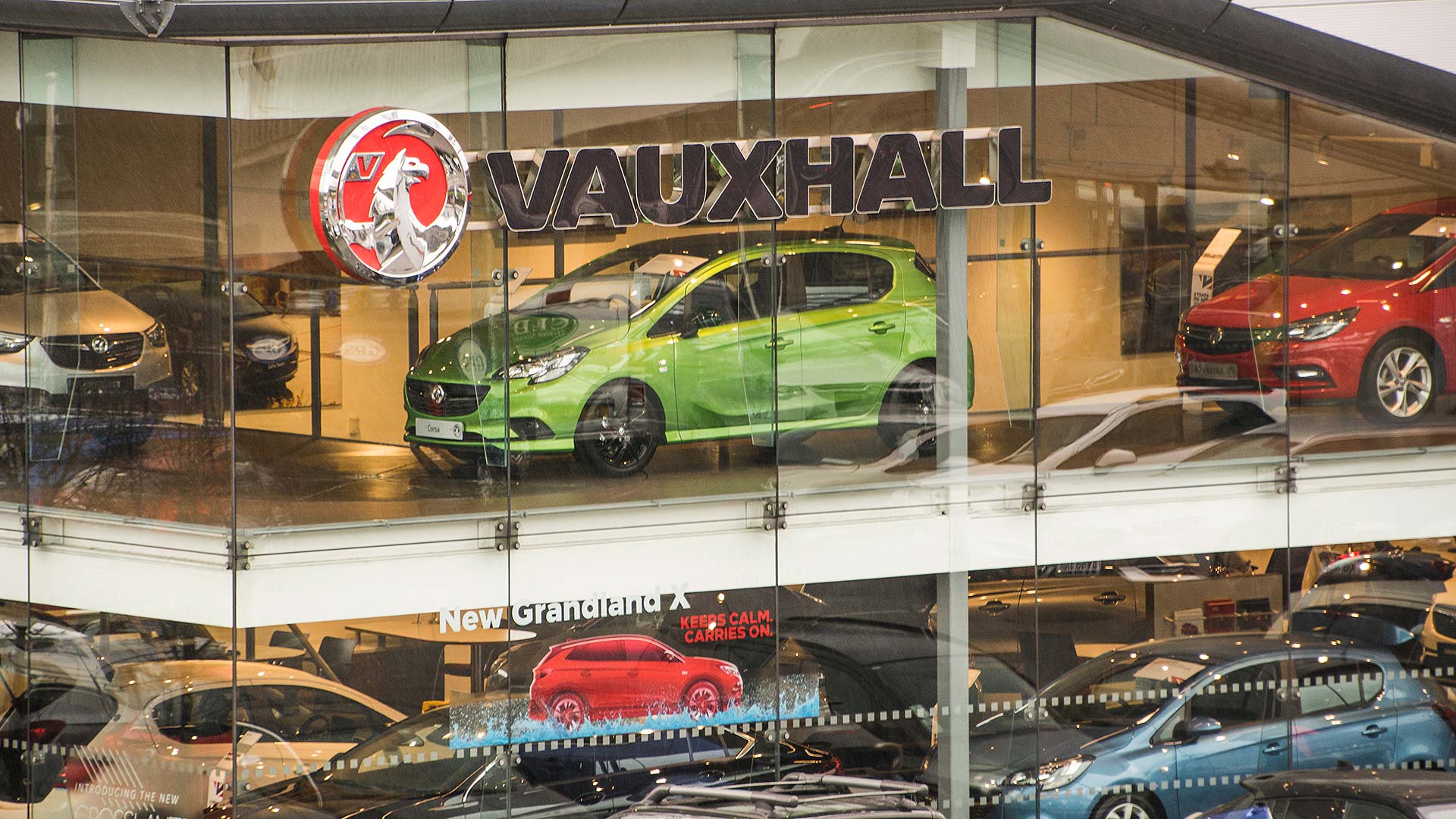 Vauxhall new car dealer showroom