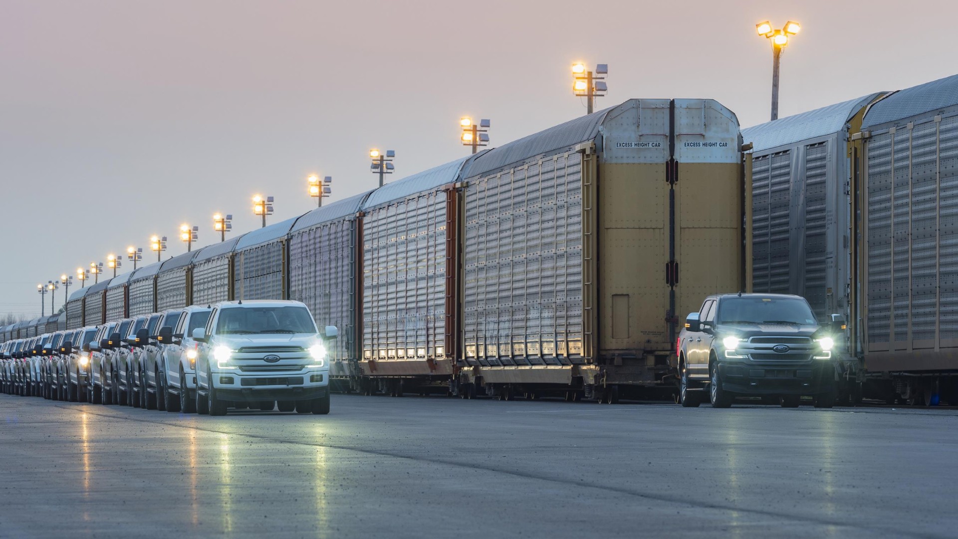 Electric Ford F-150 towing train