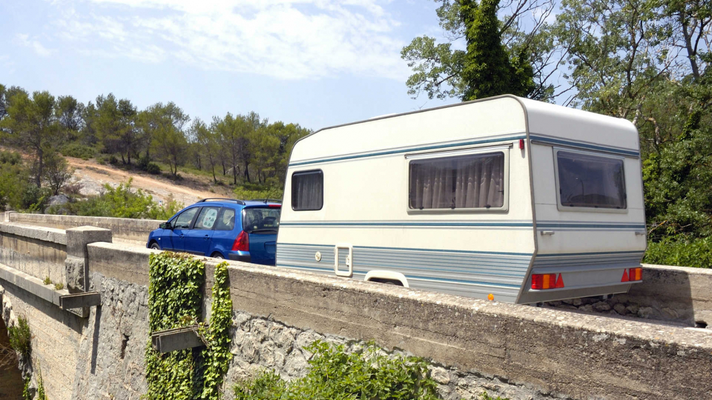 Peugeot towing a caravan