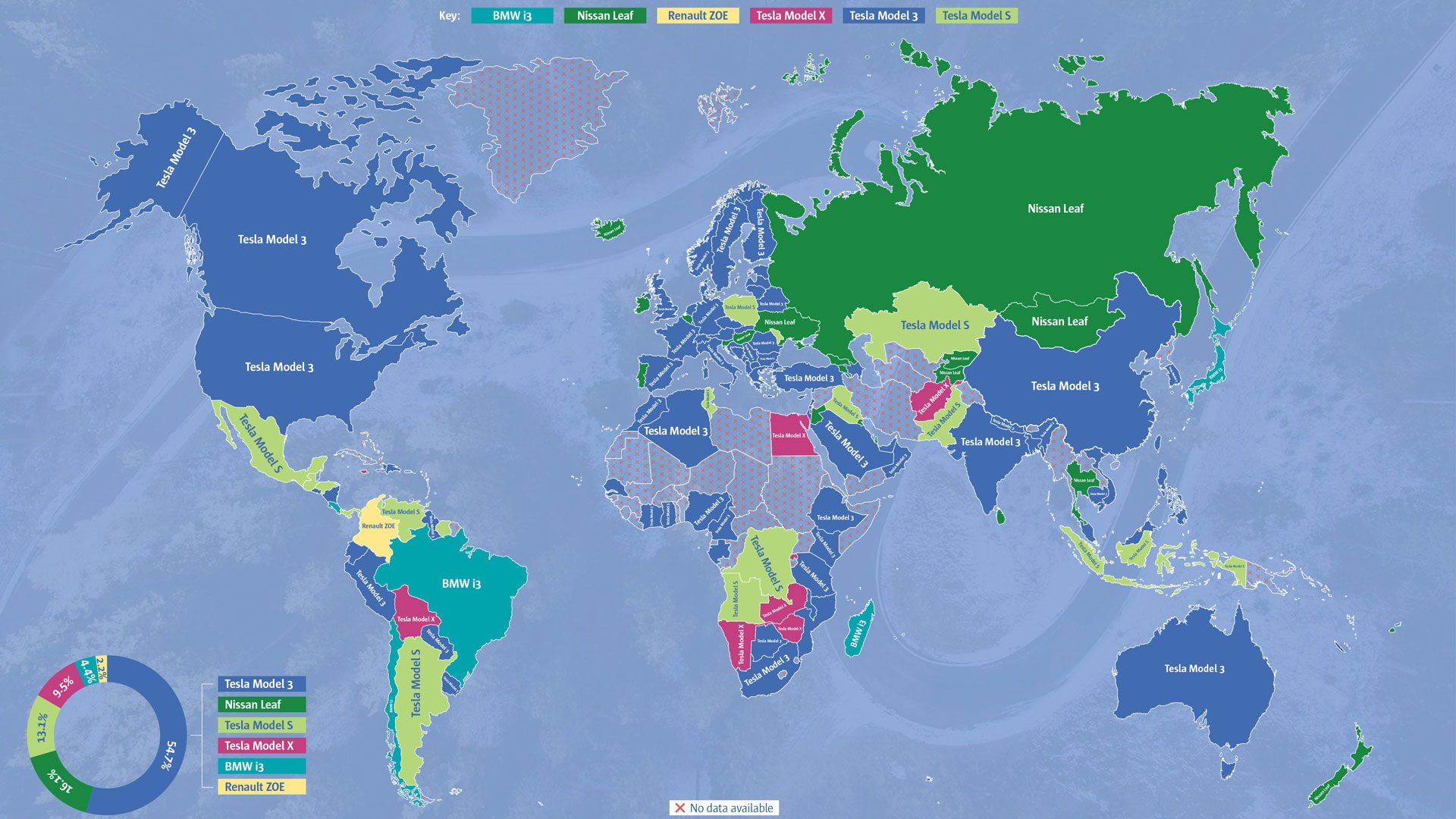 Most-wanted electric cars world map