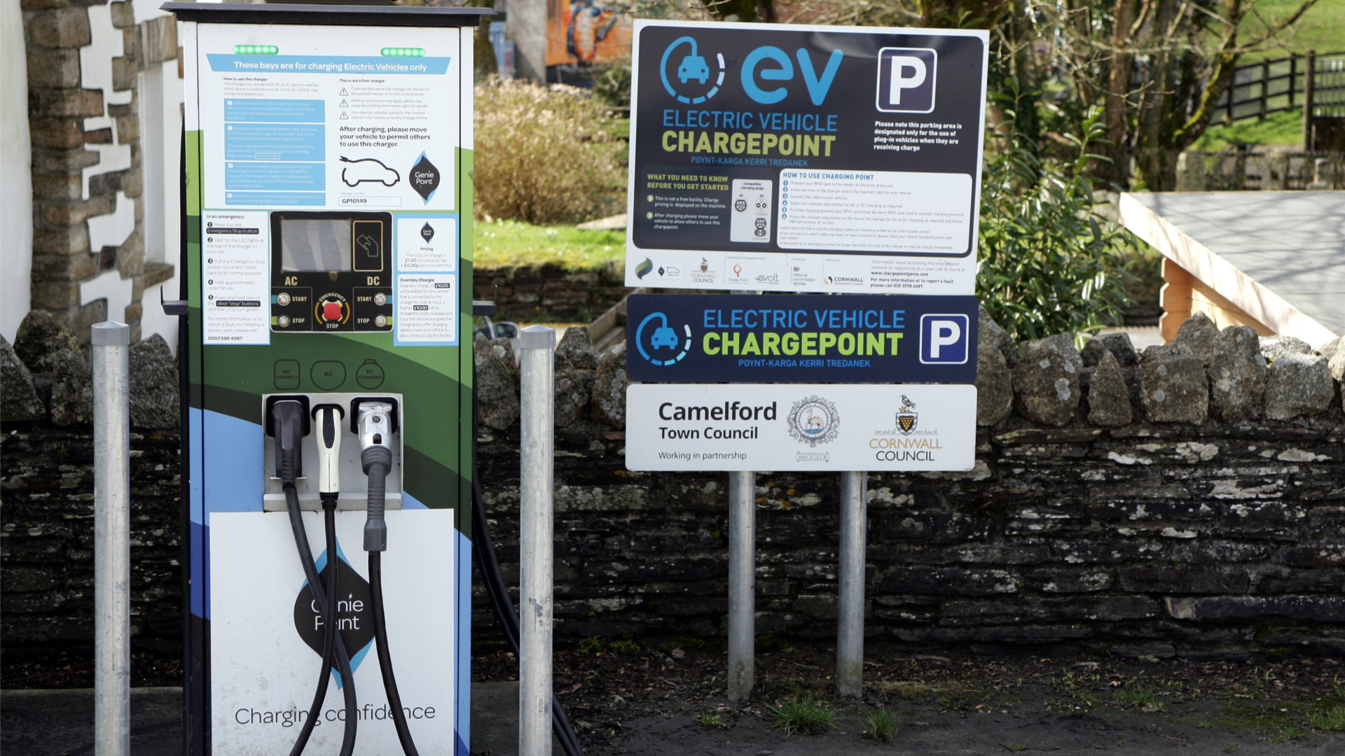 Chargepoint network in Camelford Cornwall