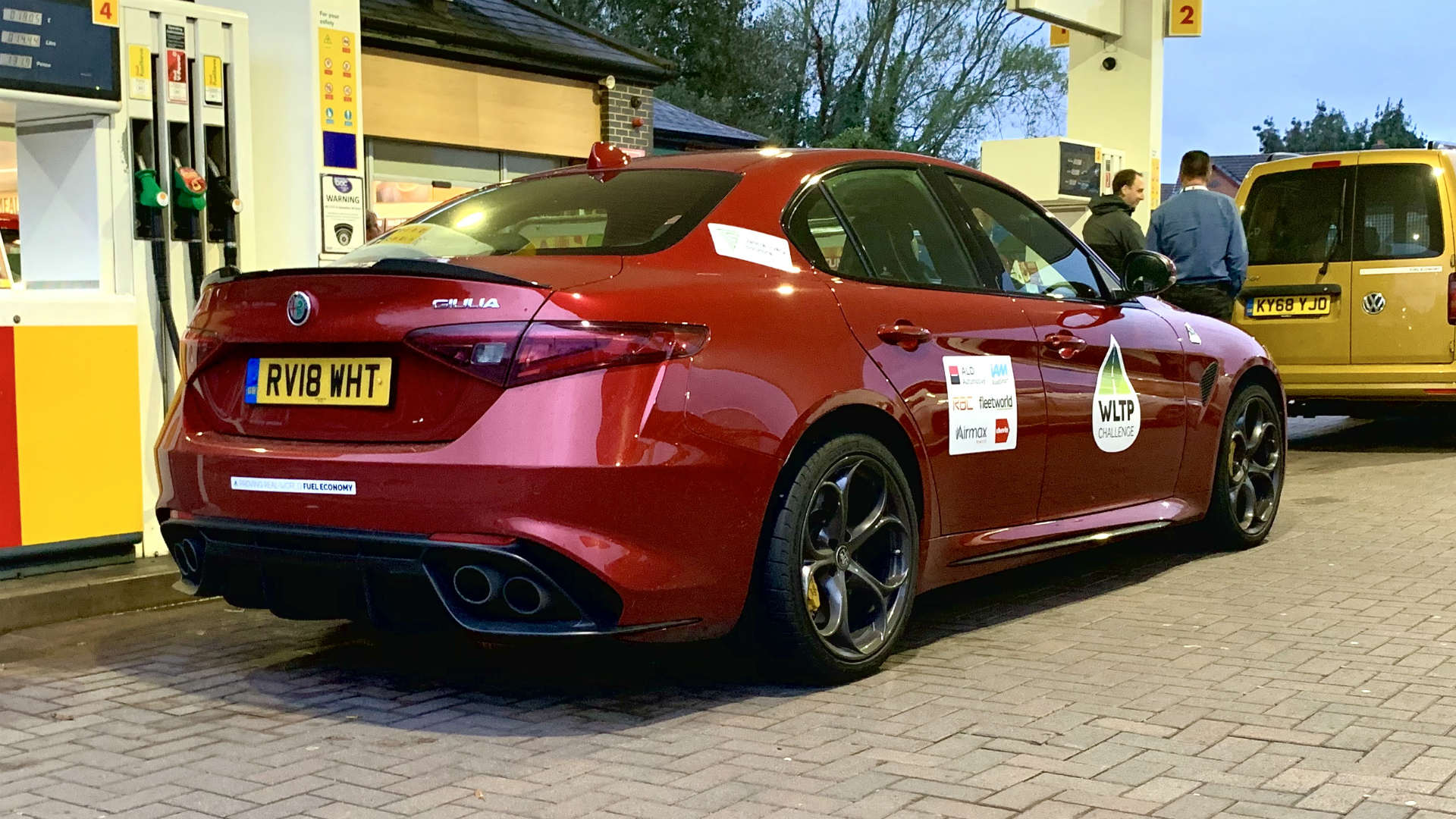 Alfa Romeo Giulia Quadrifoglio at the petrol station