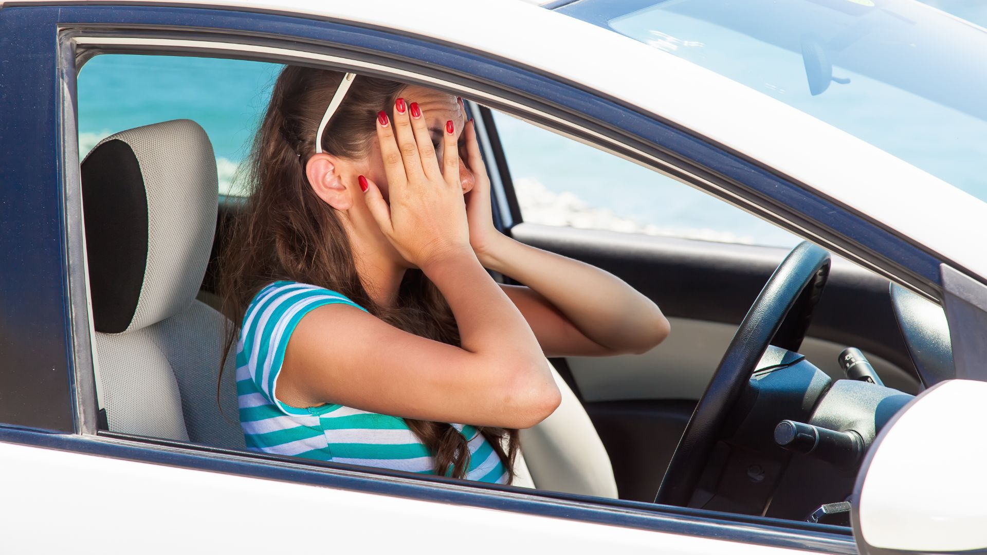 Nervous young drivers