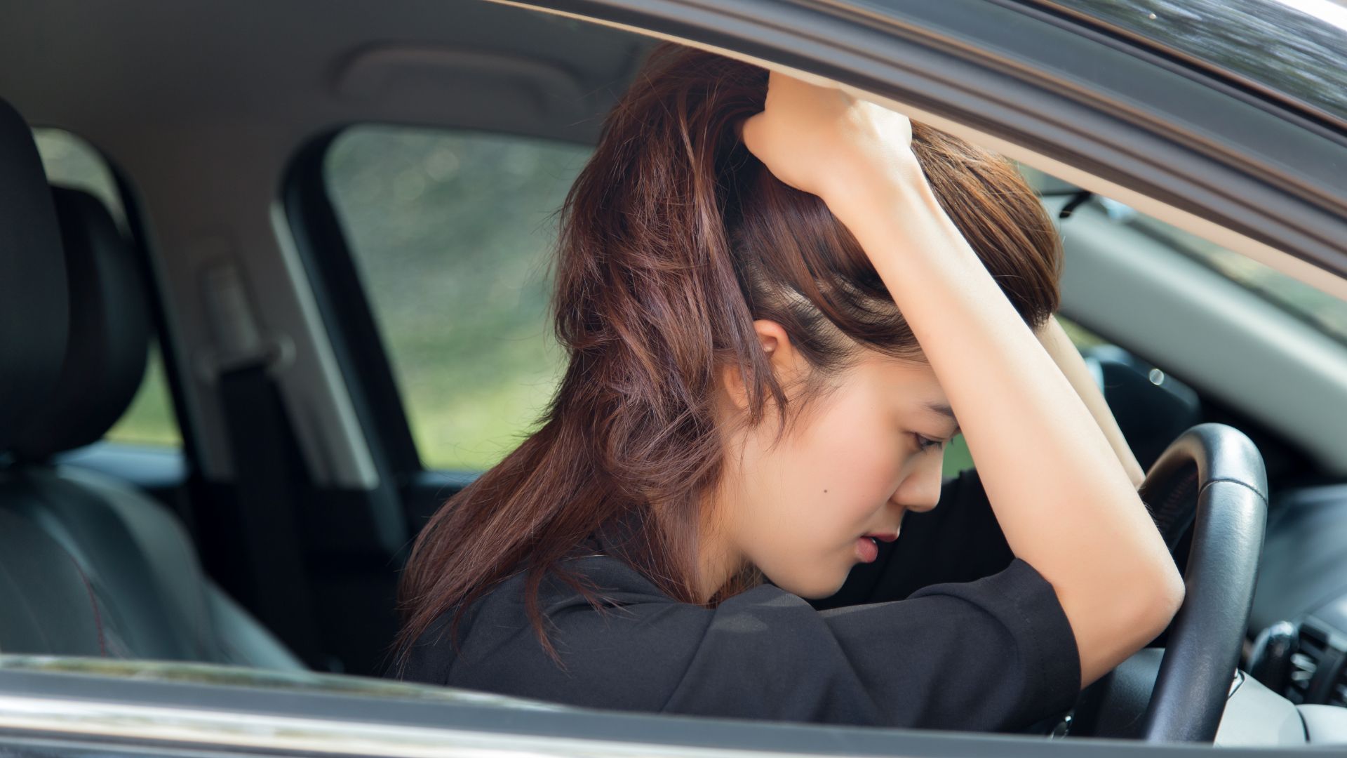 Nervous young drivers