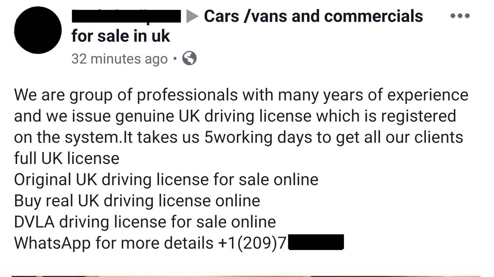 DVLA driving license scam