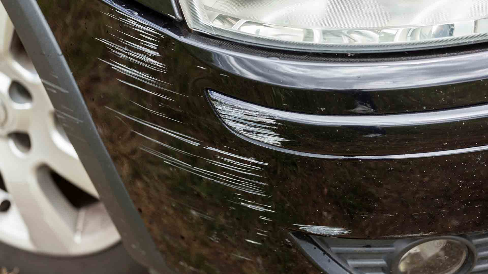 Scratches on car bumper