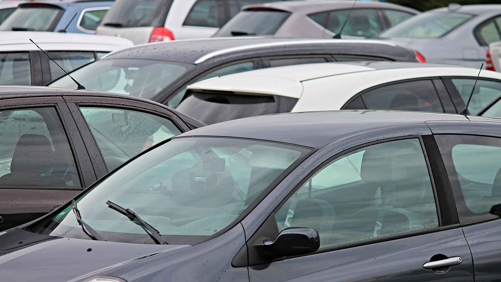 Busy town centre car park