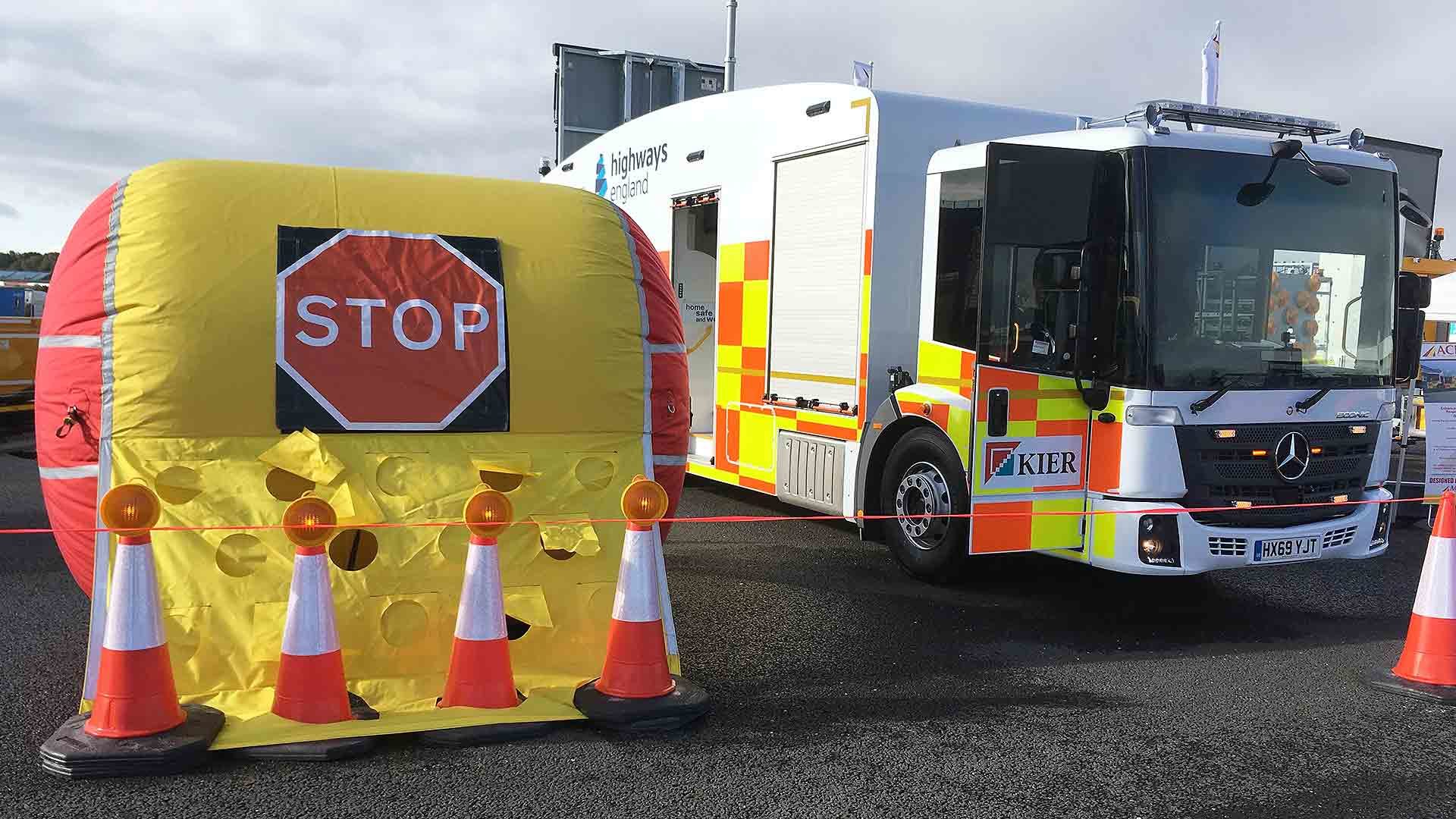 Highways England inflatable barrier