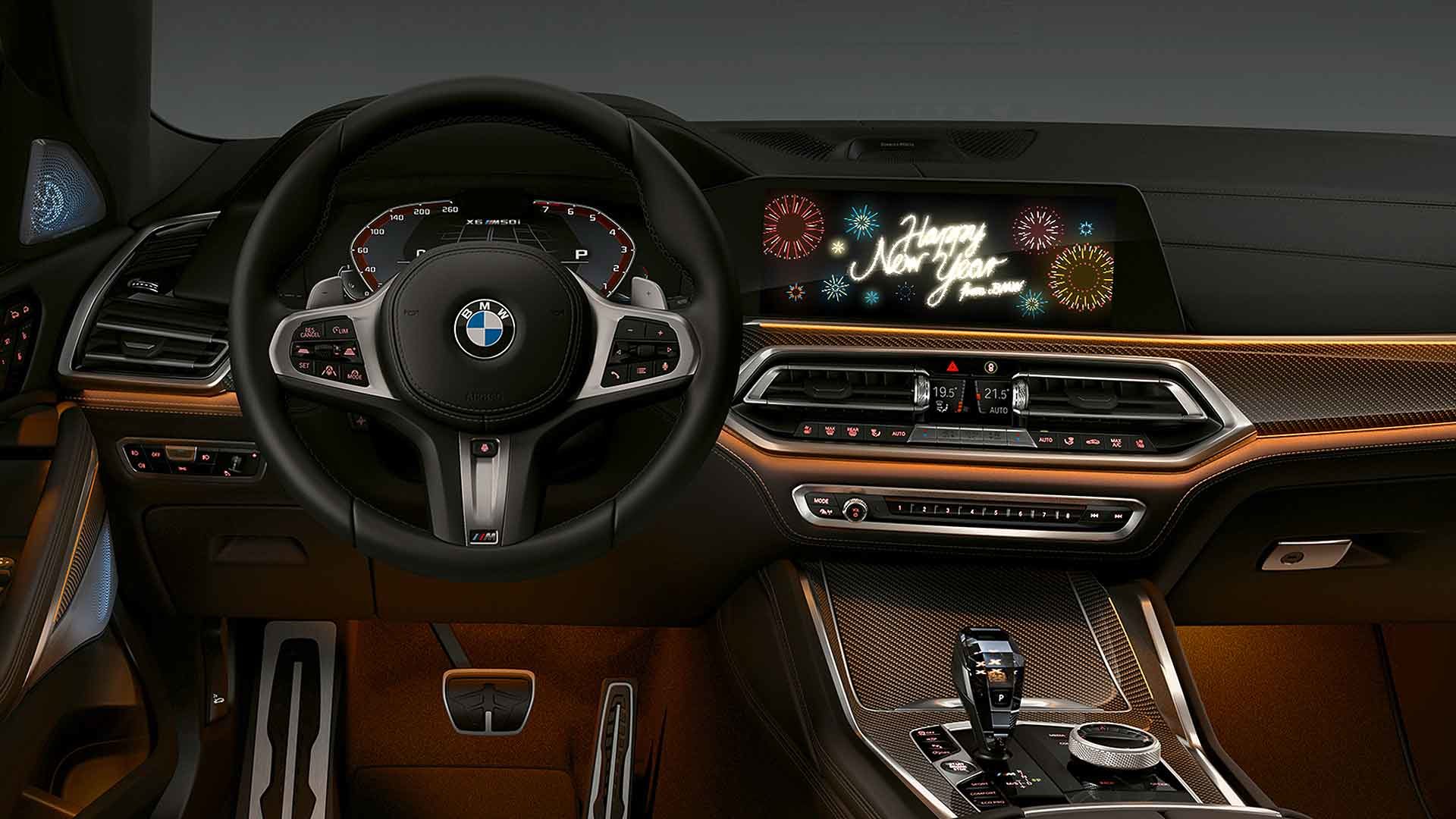 BMW Happy New Year infotainment message