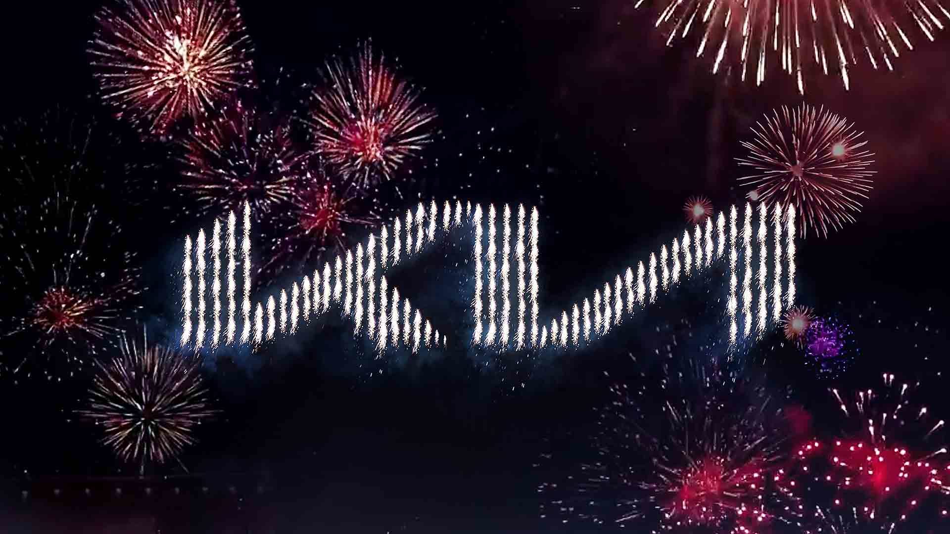 New Kia logo in fireworks