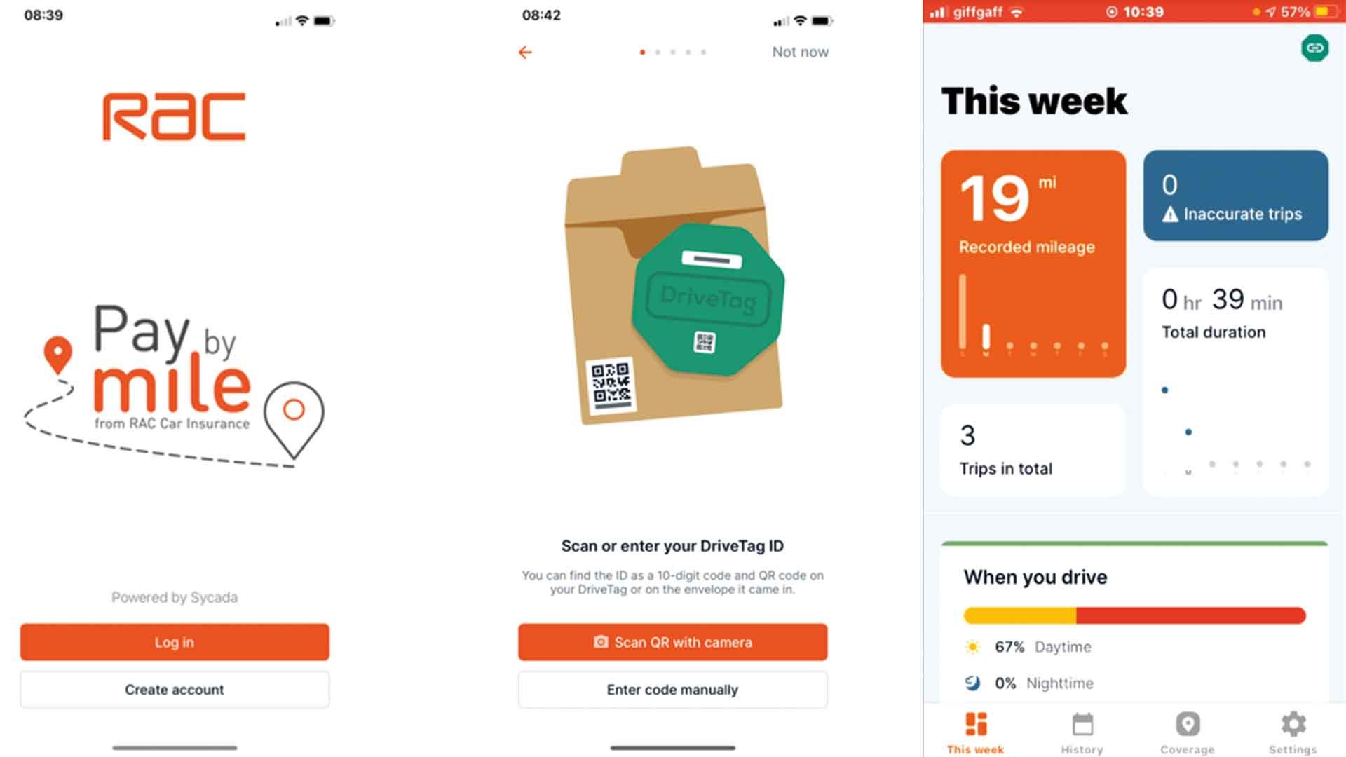 RAC pay-by-mile app