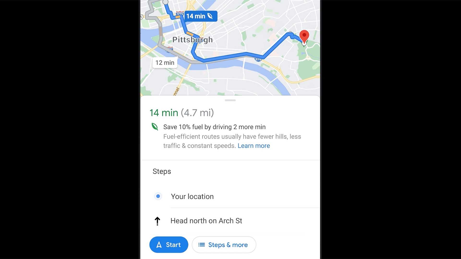 Google Maps eco routing