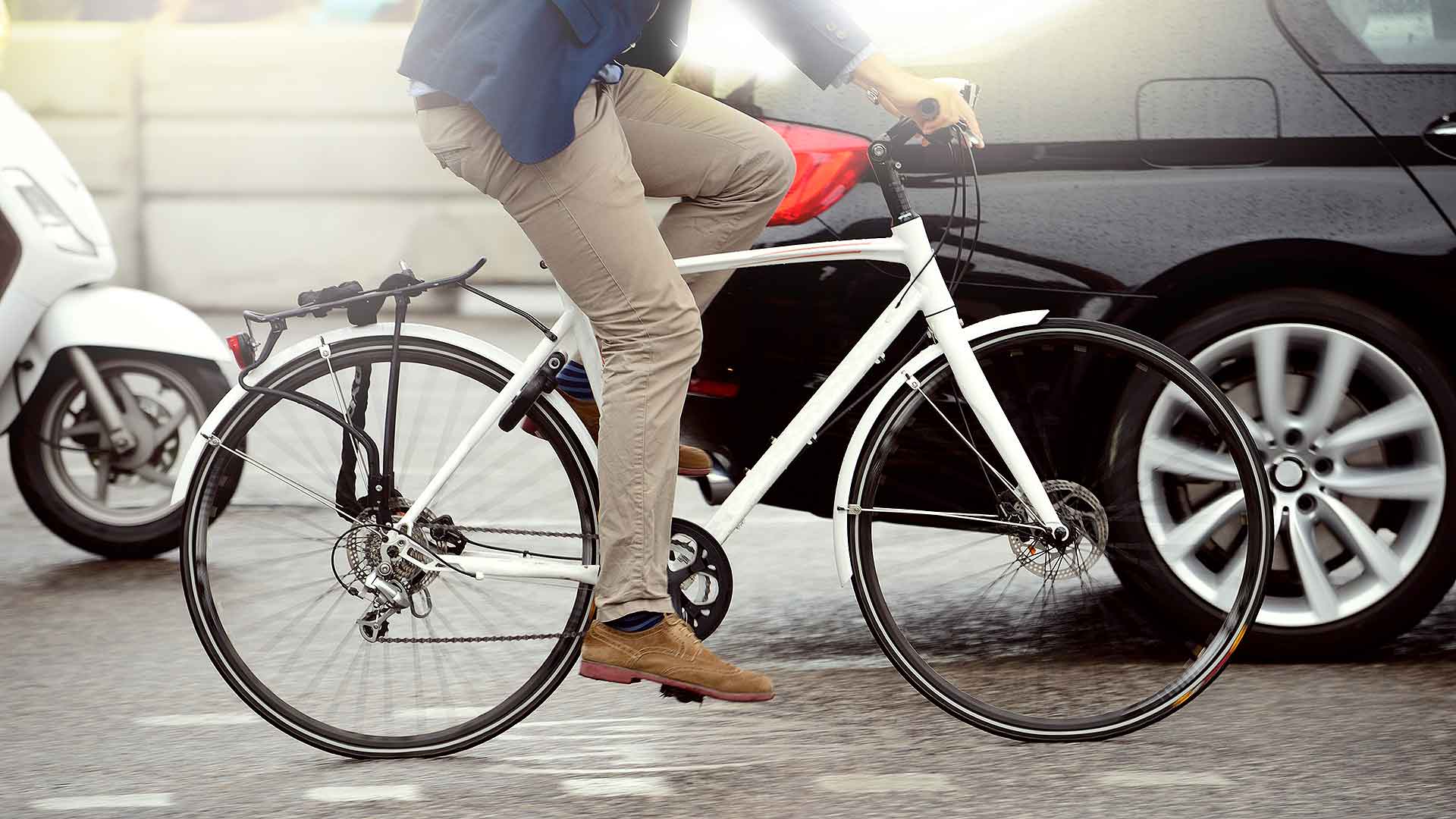 Cyclist in traffic